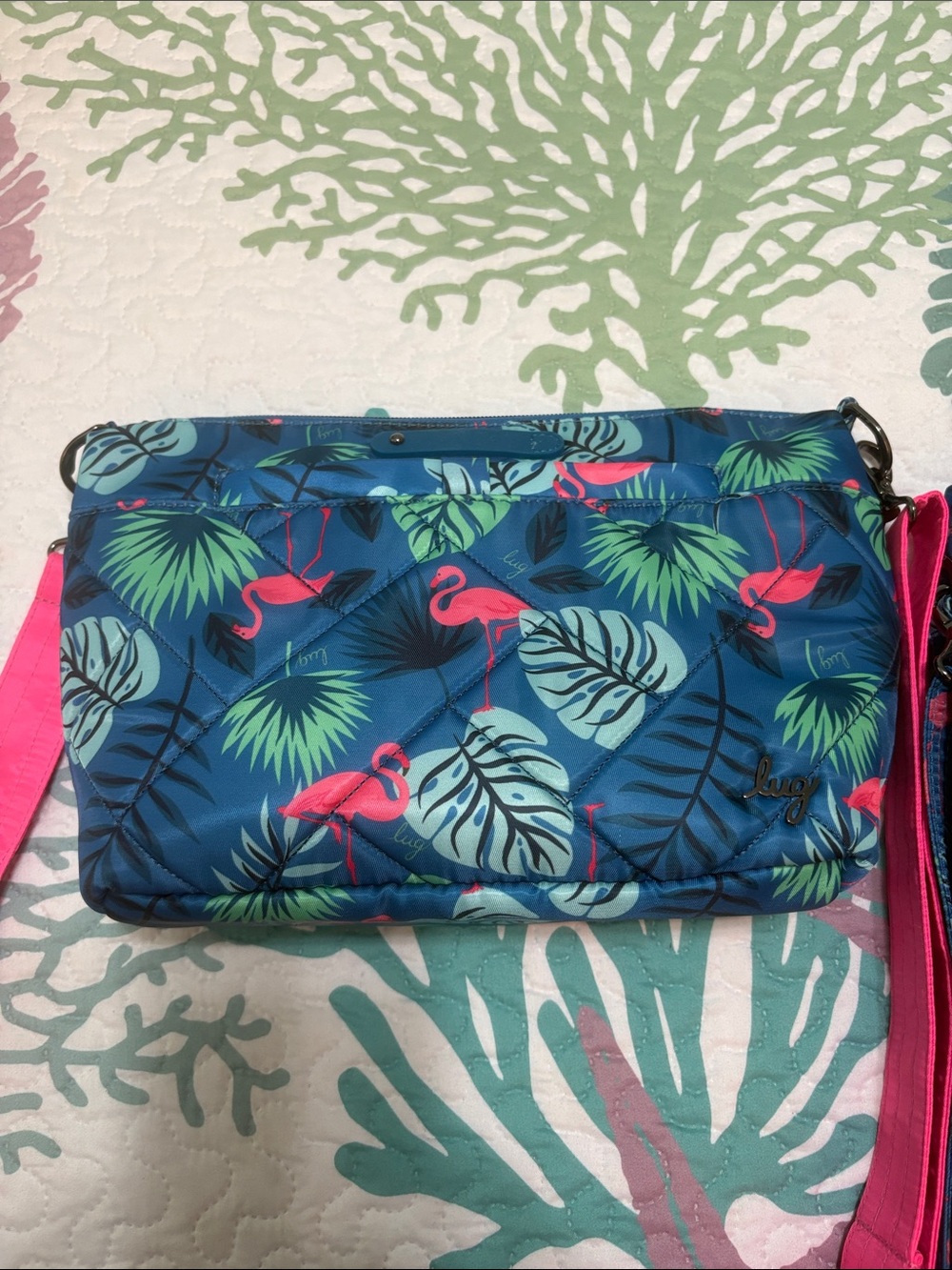 lug flamingo print 🦩crossbody and huggie - Picture 2 of 5